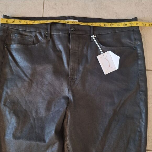 Good American Wax coated black straight leg jeans high waisted size 24 - Picture 5 of 8